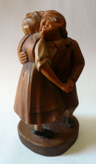Vintage Anri Carved Wood Figurine Sculpture Italy Couple Dancing photo