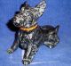 Vintage Cold Painted Metal Made In Austria Black Scottish Terrier Dog Pipe Rest Metalware photo 5