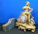 Antique Japy Freres Mantle Clock Sevres Hand Painted Porcelain Plaques Clocks photo 10