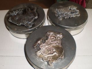 Tin Containers With Soldered Decoration 3 Pieces photo