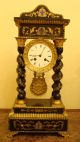 S.  Marti & C.  Ie French Antique C.  19th Empire Marquetery Gilt Bronze Portico Clock Clocks photo 1