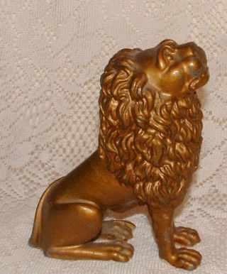 Vintage Cast Metal Bronze Tone Heavy Lion With Great Details photo