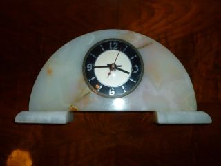Antique Onyx Marble Art Deco Mantle Desk Clock photo