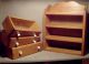 Vintage Table Top / Wall Hung Three Drawer Wood Chest With White Porcelain Pulls Boxes photo 9