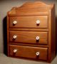 Vintage Table Top / Wall Hung Three Drawer Wood Chest With White Porcelain Pulls Boxes photo 1