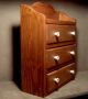 Vintage Table Top / Wall Hung Three Drawer Wood Chest With White Porcelain Pulls Boxes photo 2