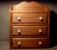 Vintage Table Top / Wall Hung Three Drawer Wood Chest With White Porcelain Pulls Boxes photo 3