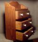 Vintage Table Top / Wall Hung Three Drawer Wood Chest With White Porcelain Pulls Boxes photo 7