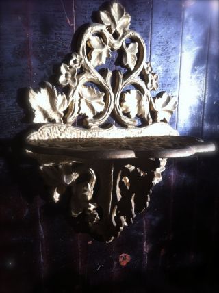Vintage Florentine Wall Shelf Aged Gilded Wrought Iron photo