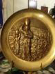Antique Bronze 19th C Asian Figural Charger Plate Wall Hanging Metalware photo 1