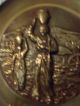 Antique Bronze 19th C Asian Figural Charger Plate Wall Hanging Metalware photo 5