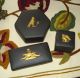 Vintage Wedgwood Black Bisque Jasperware Basalt Box Gold Gilt Griffin Egyptian Boxes photo 7