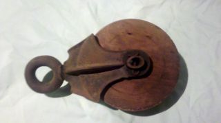 Antique Wood Pulley photo