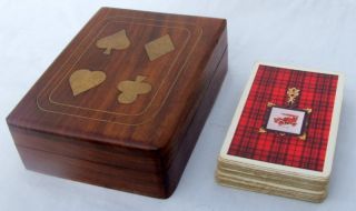 Vintage Quality Wooden Box - 1904 Cadillac Playing Cards photo