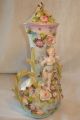 Vtg Hand Painted/made Porcelain Capodimonte Style Urn W Cherub & Applied Flowers Urns photo 3