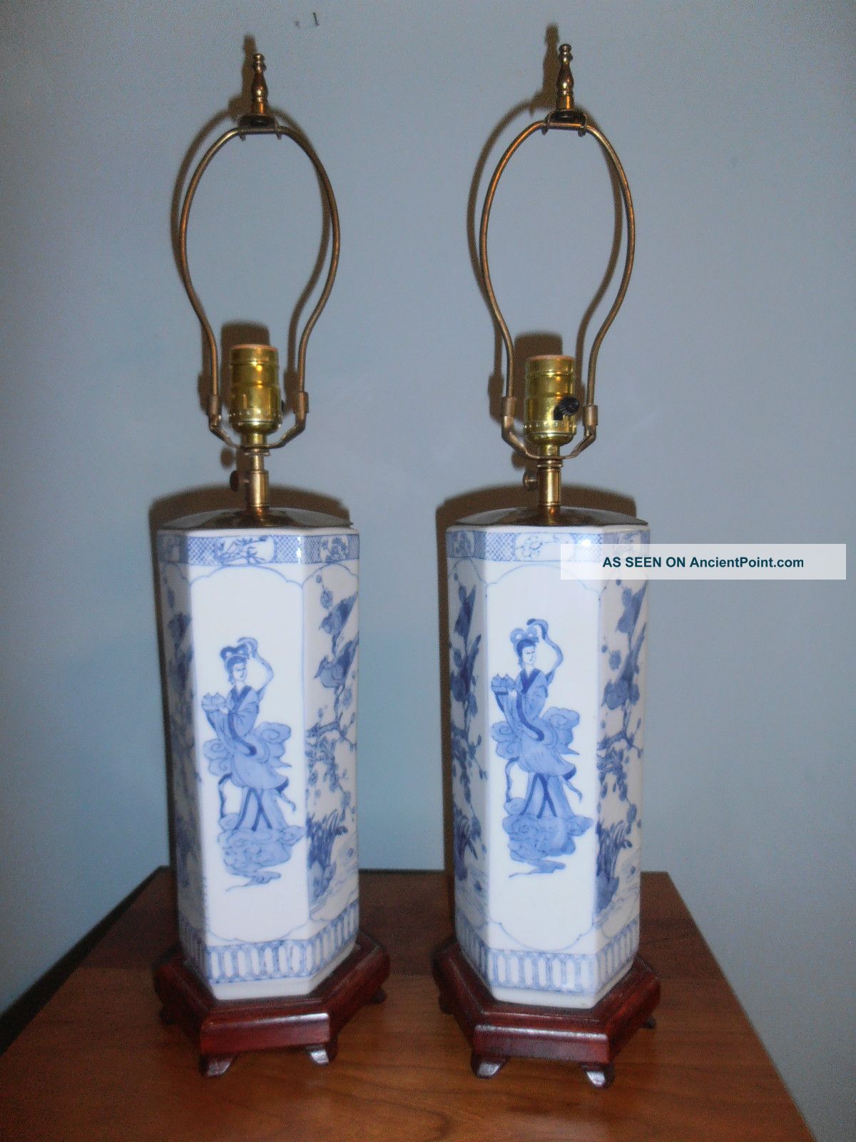Pair Of Antiques Chinese Wig Stand Lamps Vases photo
