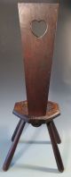 Alpine German Swiss Austrian Carved Foliates Wood 4 Leg Highback Stool 19th C. Other photo 3