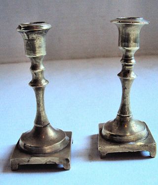 Pair Of Antique Brass Candle Holders 3 1/4 