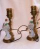 Pair Of Antique German Volkstedt Dresden Lace Ladies With Flowers Lamp Figurine Figurines photo 5