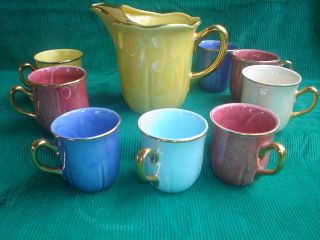 Water/juice Pitcher 8 Cups Lusterware Various Colors Excellant Condition Nochips photo