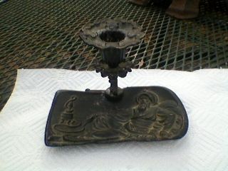 Antique Bronze Figural Candlestick/ Chamberstick C 1900 photo