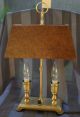 Antique Bouillotte Style Tole Table Lamp Brass With Metal Shade Lamps photo 1