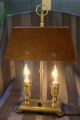 Antique Bouillotte Style Tole Table Lamp Brass With Metal Shade Lamps photo 5