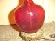 Art Nouveau Ruby Red Swirl Glass Vintage Lamp No Cracks Bronze ? Base Lamps photo 2