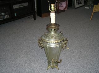 Antique Russian Brass Samovar Lamp photo
