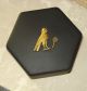 Vintage Wedgwood Black Bisque Jasperware Basalt Box Gold Gilt Egyptian Bird Wing Boxes photo 2