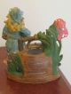 Antique Gebruder Heubach Bisque Figurine Vase Lady Cooking Figurines photo 1