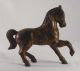 Rare Antique Gold Colored Cast Iron Still Penny Bank Prancing Horse Canadian Metalware photo 1
