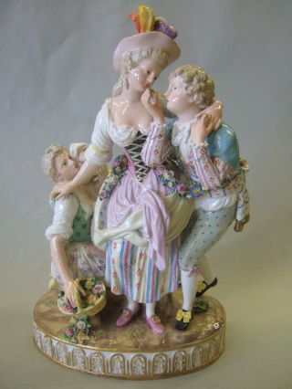 Antique Meissen 19th C Figure,  The Decisive Choice Porcelain Group. photo