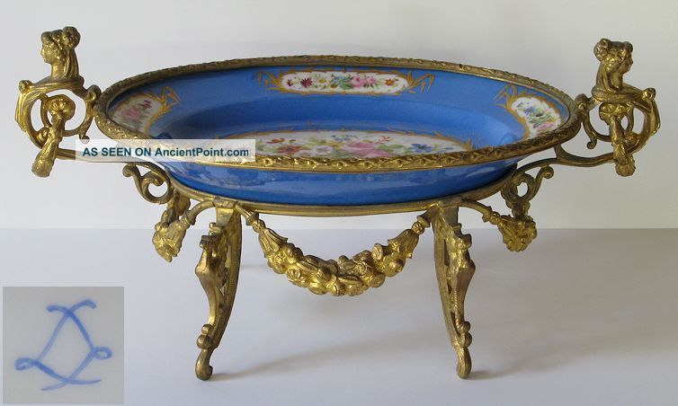 Antique Gilt Bronze Mounted Sevres Porcelain Tray / Compote Nr Platters & Trays photo