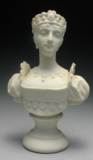 Unique 19c.  Antique Early Parian Ware Princess Queen Porcelain Bust photo