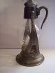 Vintage Corning Glass Tea Pot Coffee Pot Carafe Ornate Silverplate Stand Warmer Metalware photo 1