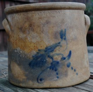 Antique Stoneware 1 Gallon Crock With Cobalt Bird. .  Brady & Craft Ellenville Ny photo