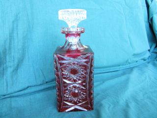 Antique,  Hand Craft,  Germany,  Cranberry Glass Decanter photo