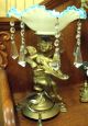 Elegant Old Victorian 1800 ' S Cherub Compote With Scalloped Glass Bowl & Prisms Compotes photo 1