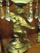 Elegant Old Victorian 1800 ' S Cherub Compote With Scalloped Glass Bowl & Prisms Compotes photo 2