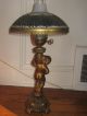 Antique/vintage Cherub Table Lamp With Shade And Chimney Lamps photo 2