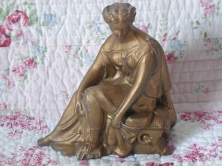 Antique Metal Statue Of Woman - Paris Chic,  Shabby Cottage,  Victorian,  Old Fash photo