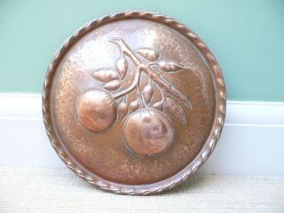 19thc Arts & Crafts Copper Charger With Apples photo