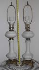 Antique French White Opaline Glass Ornate Bronze Banquet Table Lamp W/ Shades Lamps photo 1