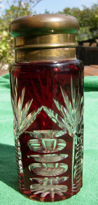 Ruby Cranberry Cut Glass Sugar Shaker 1800 ' S Antique Vintage Old photo