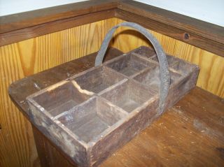 Vintage Wooden Handmade Carrying Tote / Tool Box photo