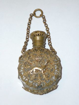 French Gilt Antique Filigree,  Chatelaine Perfume/scent Bottle C1880 photo