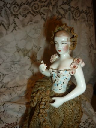 19th Century 1861 German Lace Ballerina Figurine 