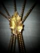 Antique Victorian Easel Frame Display Stand French Twist Wire Leaf Gold Metal Metalware photo 2
