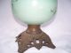 Antique Hand Painted Glass Oil Lamp W/ Dated Burner 1868 & 1857 Stampped Base Lamps photo 9